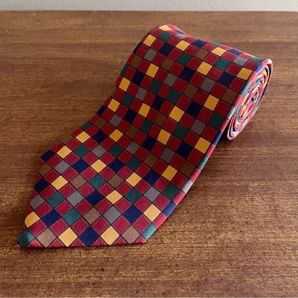Vintage Paul Fredrick Checkered Tie Wide - Picture 2 of 5